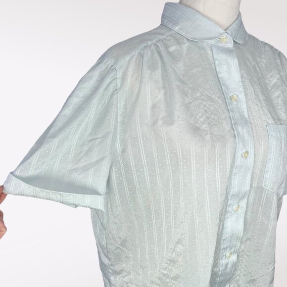 Vintage Classic Elegance Shirt Sleeve Button Down Shirt Light Blue Size XL - Picture 7 of 9